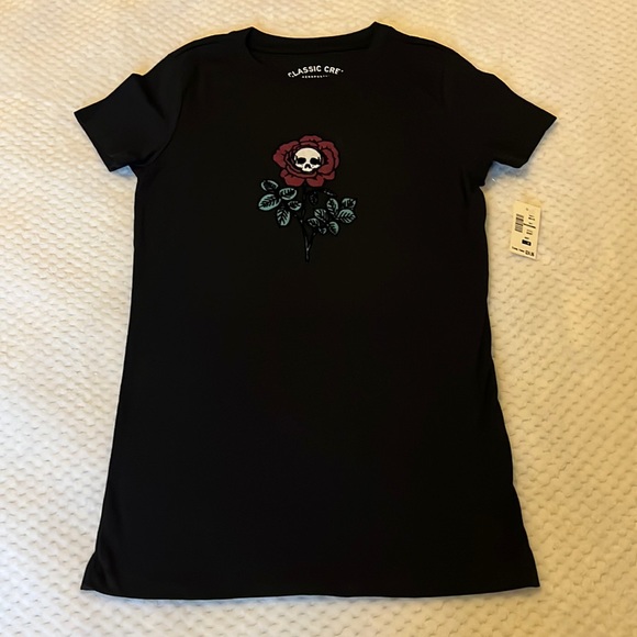 Aeropostale Skull Rose Flocked Graphic Tee - Picture 1 of 8